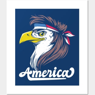 Bald Eagle with a Mullet // Funny America Fourth of July Posters and Art